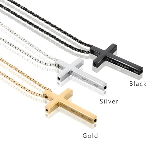 Cross Breathing Necklace, Stainless Steel Anxiety Relief Pendant 41:10Gold gallery
