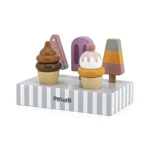Ice-cream Popsicle Bar Set TRAY WOODEN Pretend Play FOOD EDUCATIONAL Kids TOY