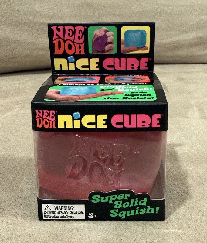 NeeDoh Nice Cube Super Solid Squish Pink Sensory Tactile Squeeze Toy