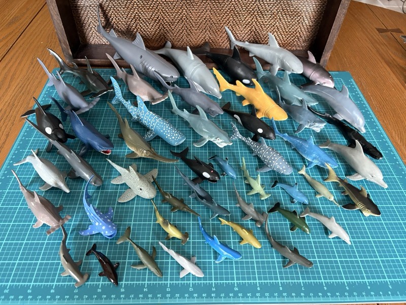 Lot Of 48 Various Sharks (mostly) & A Few Whales~Rubber & Plastic! VGUC See Pics