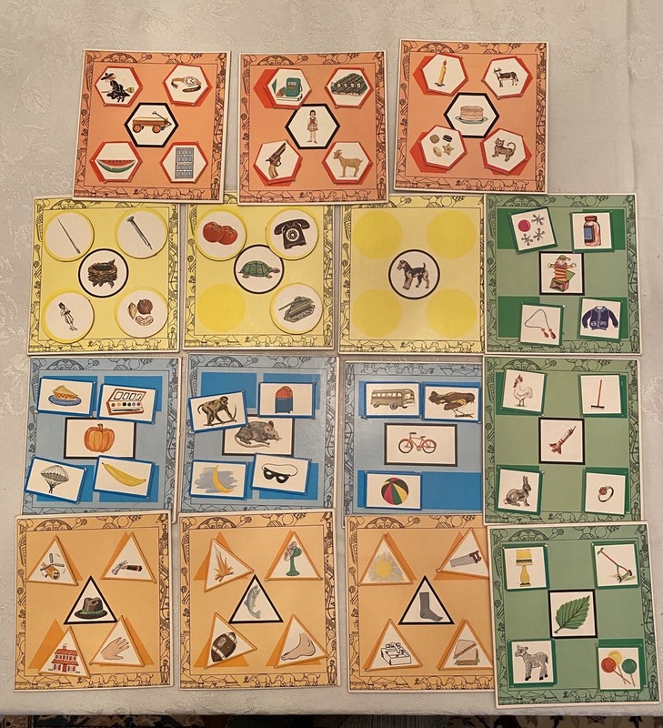 Vintage School PHONICS BEGINNING SOUNDS Matching Game 15 Cards w/Matching Shapes