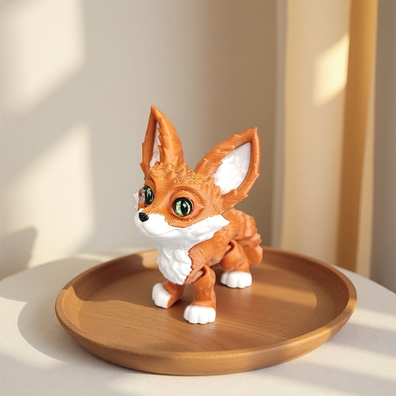 3D Printed Foxes,Flexible Articulated Fidgety Toy Realistic Hairless Pet Statue