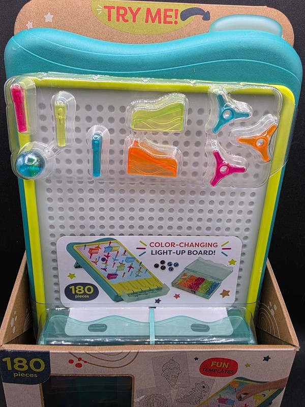 B. Toys 180-Piece Color-Changing Light-Up Board With Peg & Marble Run Set gallery
