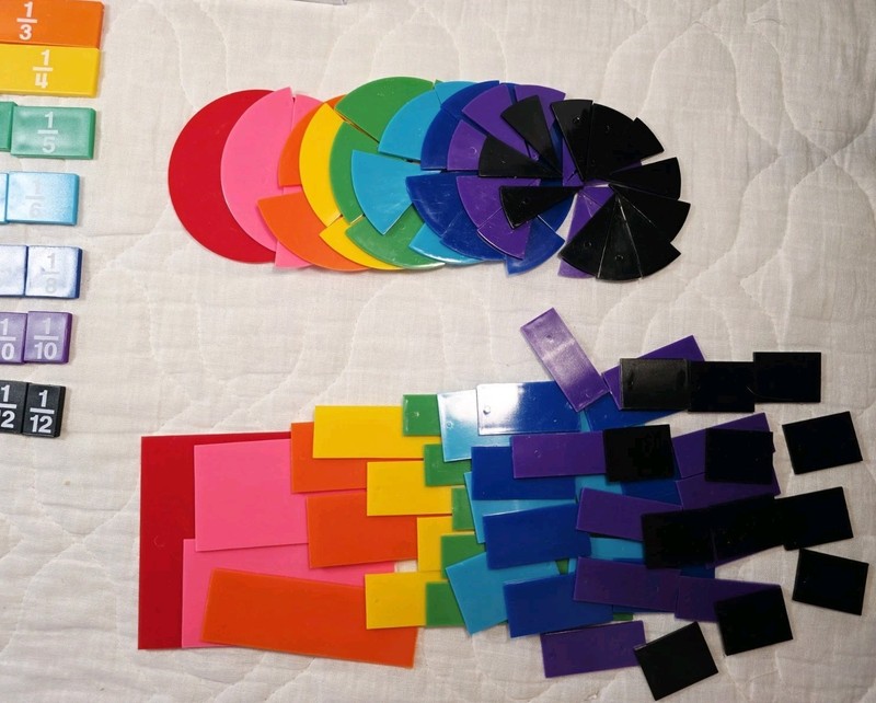 3 Hand 2 Mind Rainbow Fraction Tiles Squares & Circles 51 Piece Each Math Set gallery