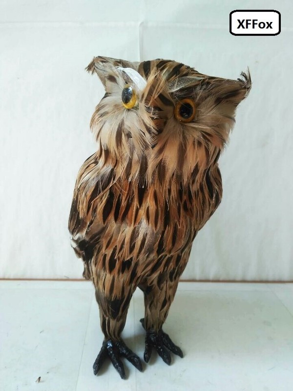 new brown simulation owl model plastic&fur creative owl doll gift about 22x11cm