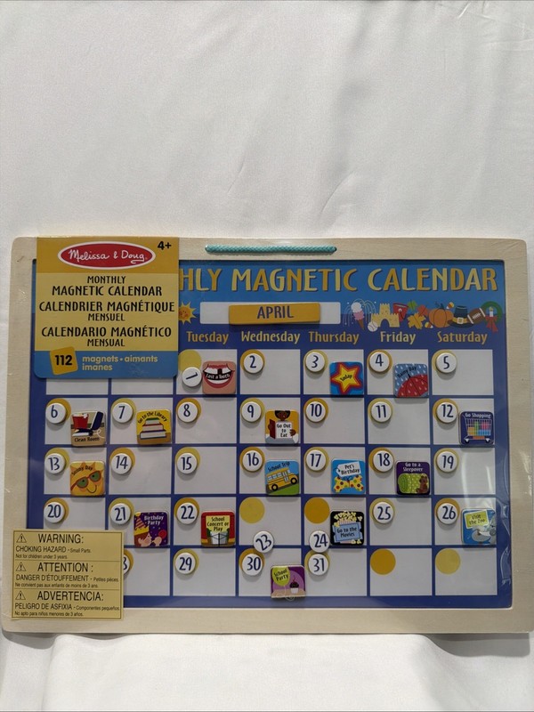 Melissa & Doug Monthly Magnetic Calendar Educational Toy with 112 Magnets NEW