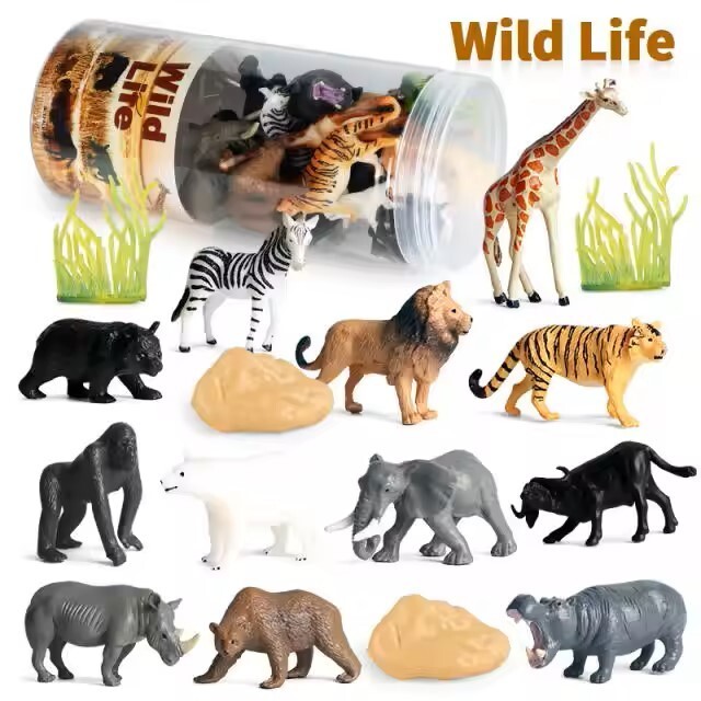 Safari Animals Figures Toys, Realistic Jumbo Wild Zoo Animals Figurines Plastic
