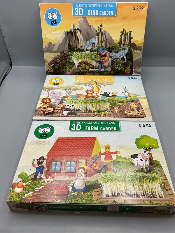 Build Your Own 3D Kit Lot Of 3( Dino/Farm Garden&Safari Park) Free Shipping