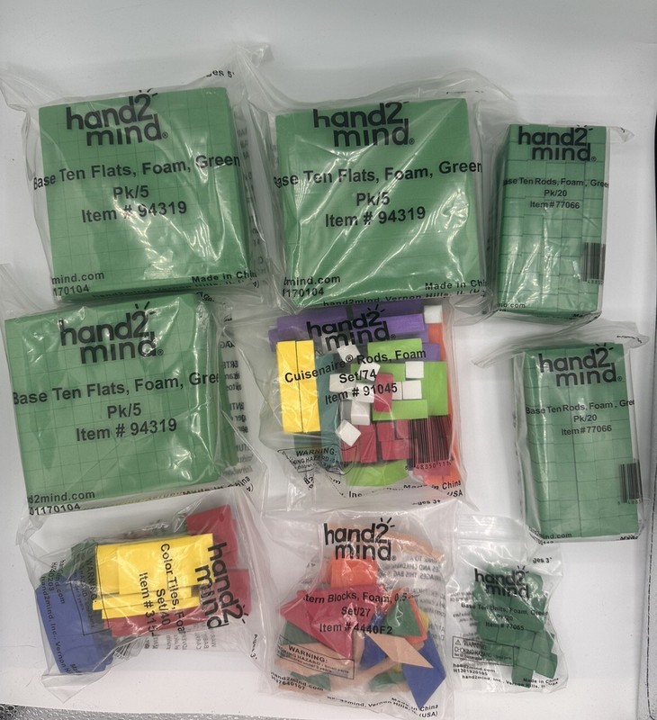 Math Manipulatives Plastic Blocks Lot Base Ten Flats Rods Blocks Units Hand2Mind