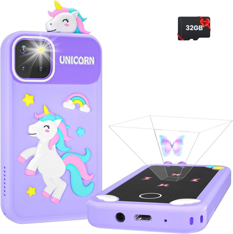Kids Smart Phone Toy 2.8″ Touchscreen Dual Camera 32G Card Holographic Gift