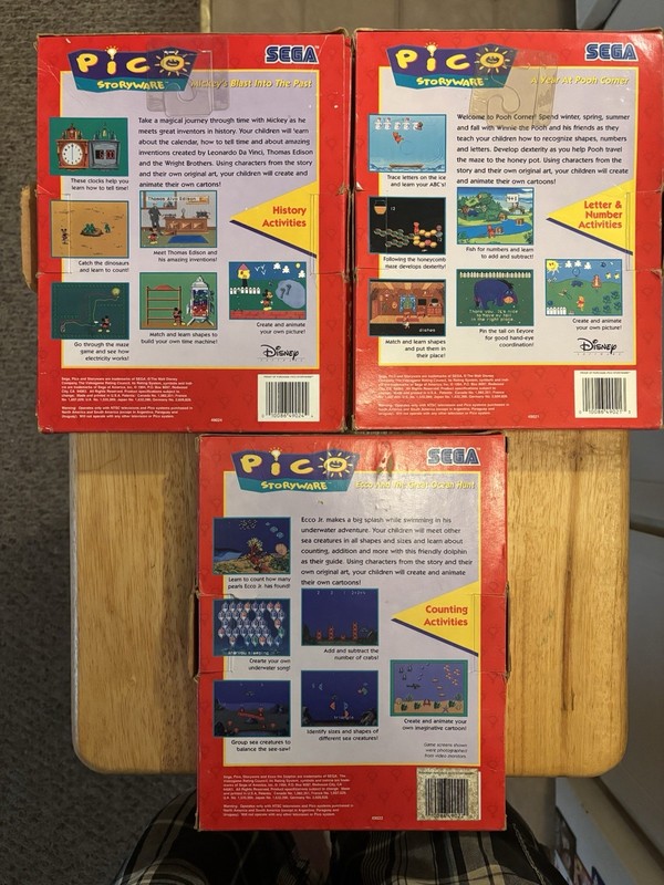 Sega Pico Storyware Lot of 3 Winnie the Pooh Mickey Mouse Ecco Jr Age 3-7 Disney gallery