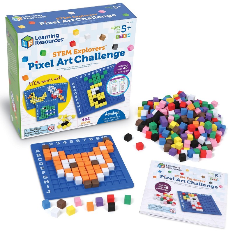 Learning Resources STEM Explorers Pixel Art Challenge, 402 Pieces, Ages 5+, STEM