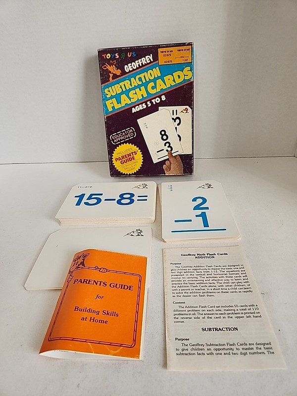 Vintage TOYS R US Geoffrey Subtraction Box Set of 58 Flash Cards Home School