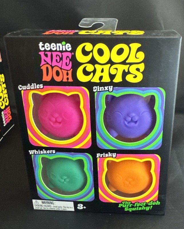 NeeDoh Teenie Cool Kittens 4-Pack Squishy Stress Toy Sensory Fidget – NEW