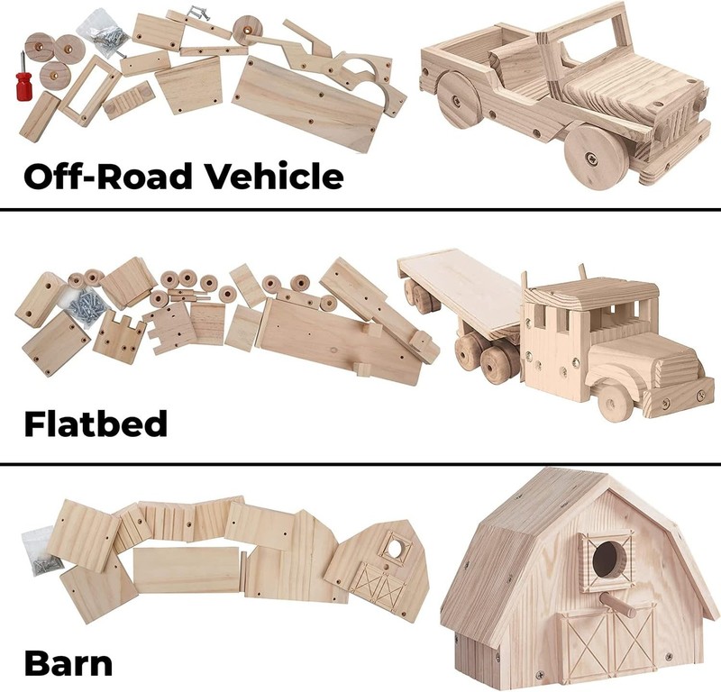 Building Kit for Kids and Adults, with 3 Educational DIY Carpentry Construction