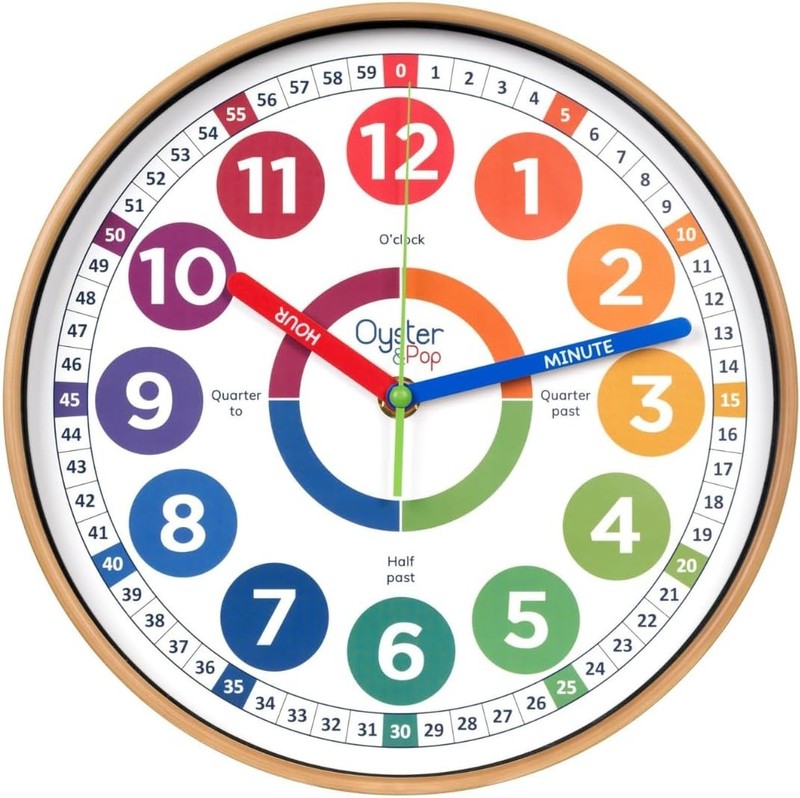 10" Silent Wall Clock for Kids with Labelled Hands and Numbers, Educational Tool gallery