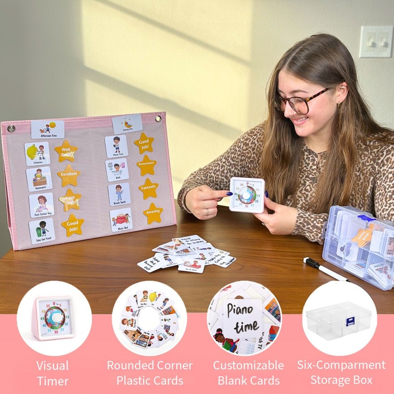 Visual Schedule for Kids & Visual Timer Reward Chart for Kids Autism Sensory Toy gallery
