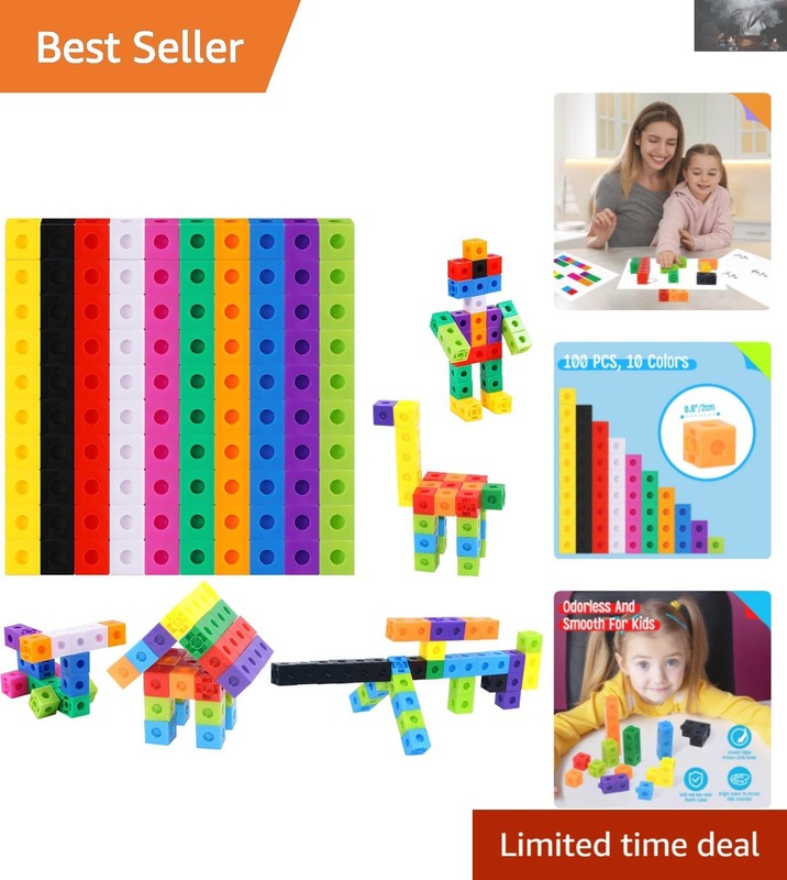 Creative Snap Blocks – 100 Math Linking Cubes for Preschool and Homeschool Fun