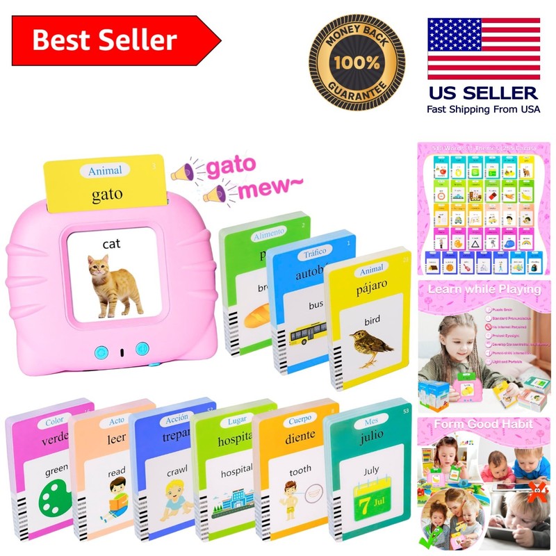 510 Bilingual Spanish Flash Cards with Interactive Reader for Early Learners