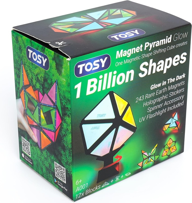 TOSY Magnet Pyramid Glow – 1 Cube Transforms into 1 Billion Shapes (Bunny, Egg,
