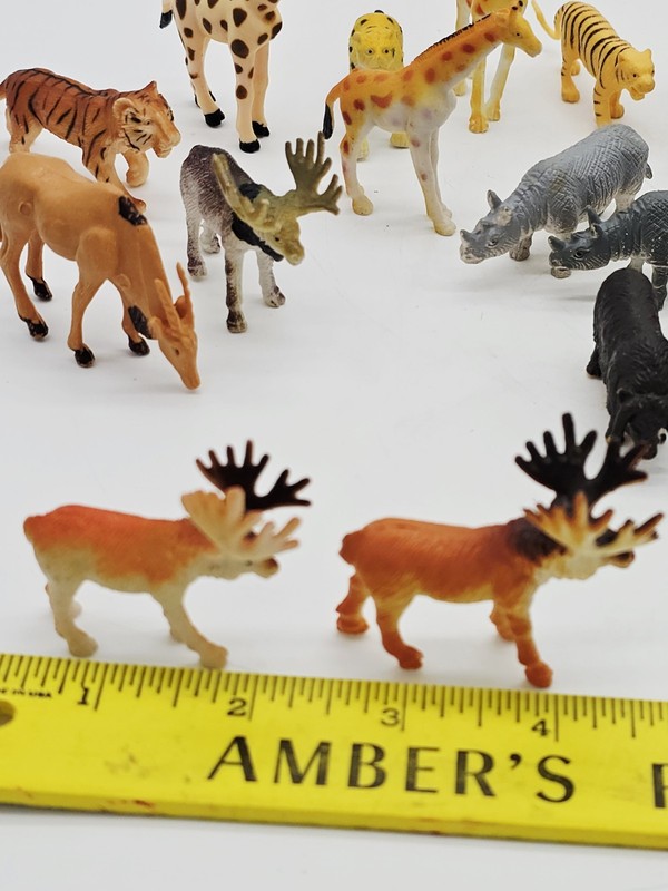 Large Lot of 36 Small 2" Jungle Wild Farm Animals Plastic Toy Figures Pretend gallery