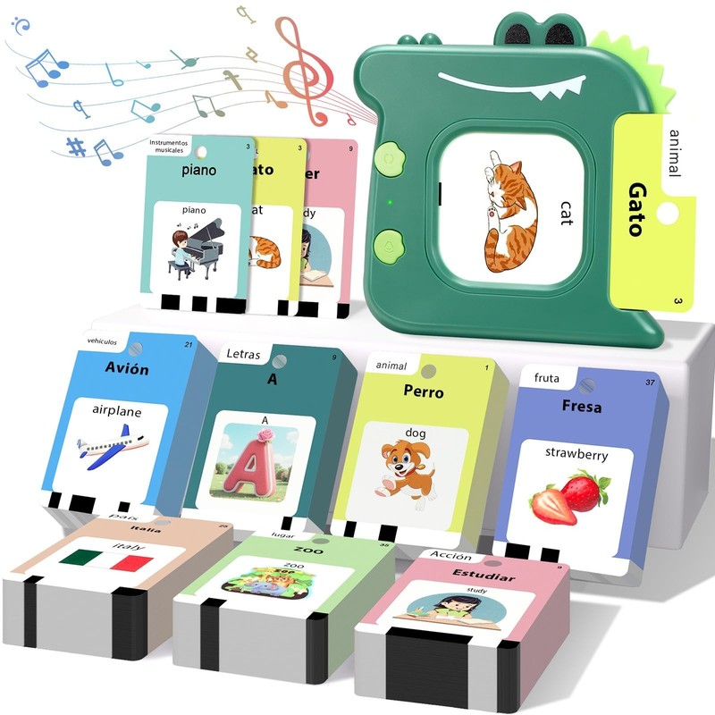 Bilingual Talking Flash Cards - Spanish & English, Montessori Learning Toy for T gallery
