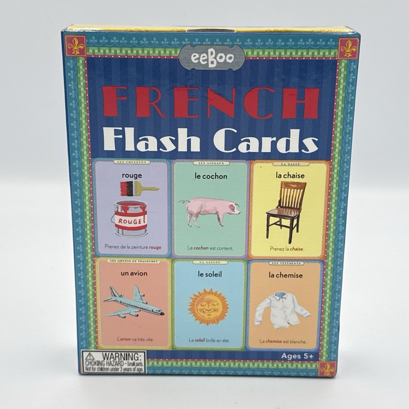 eeBoo French Words Flash Cards 56 Cards Pronunciation Guide Ages 5+ COMPLETE