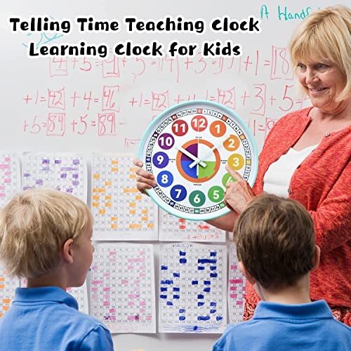 Ice Blue Learning Clock for Kids - 30cm/12in - Glow in Dark Wall - Ice Blue gallery