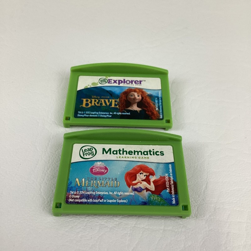 Leap Frog Explorer Video Game Cartridges Disney Pixar Brave Little Mermaid Math gallery