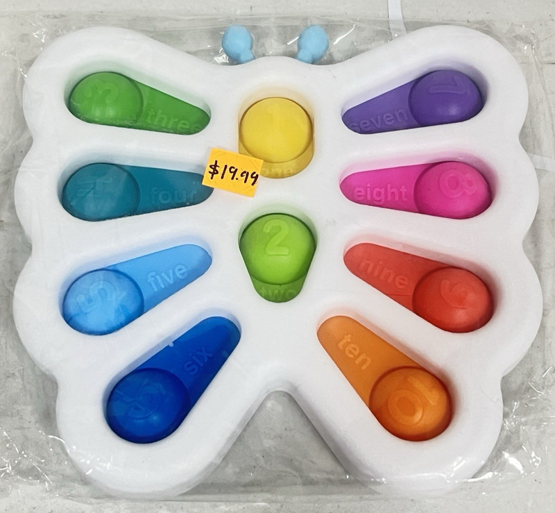Push Pop Butterfly Silicone Popper Game Poppet Fidget Toys with Hard PlasticCase