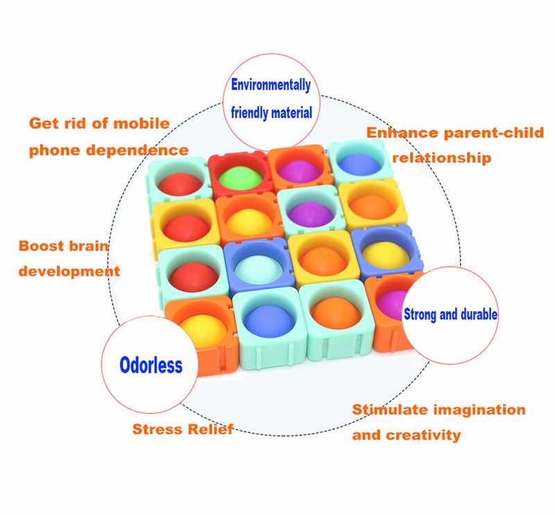 Big Fidget Building Blocks Push Pop Bubble Sensory Autism Toys Puzzle 16pcs Set gallery