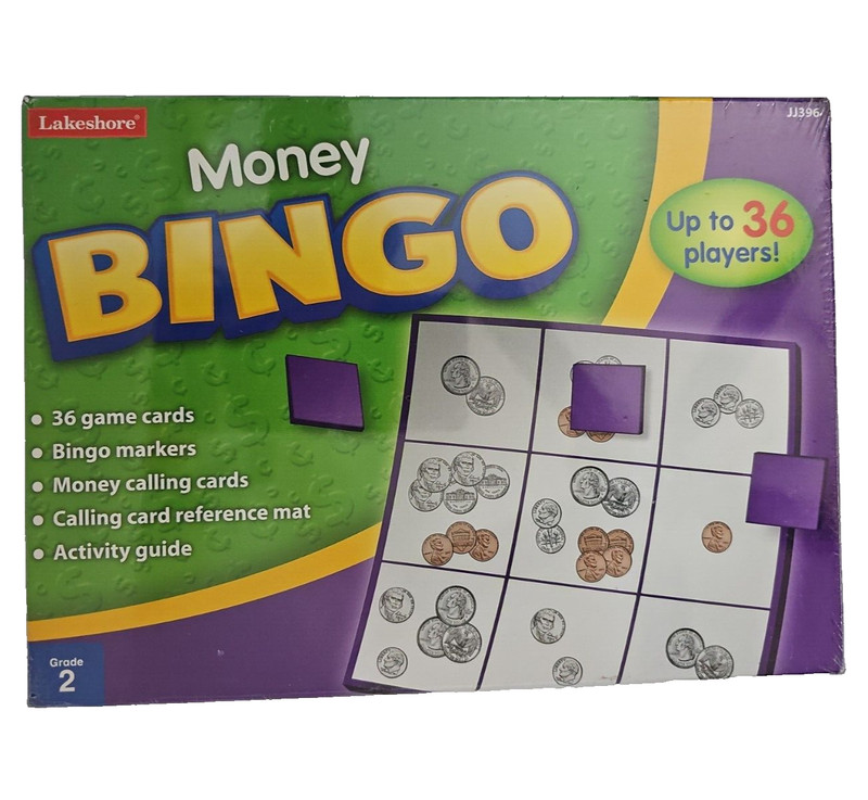 Lakeshore Money Bingo Game Grade 2 Up to 36 Players Factory Sealed JJ396