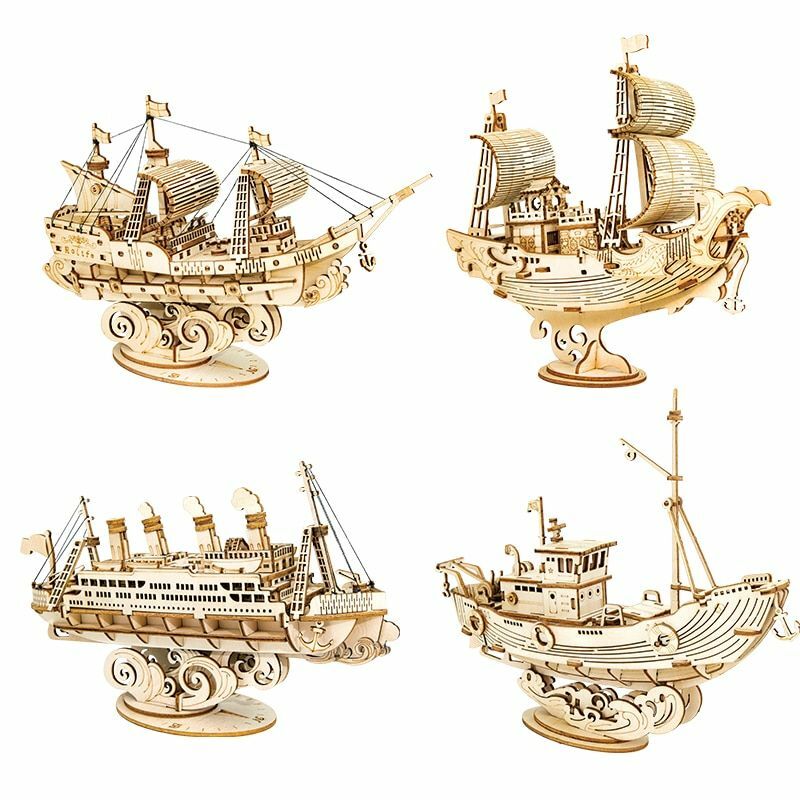 3D Wooden Puzzle Games Boat Ship Model Children Toy Kid Girls Boys Birthday New