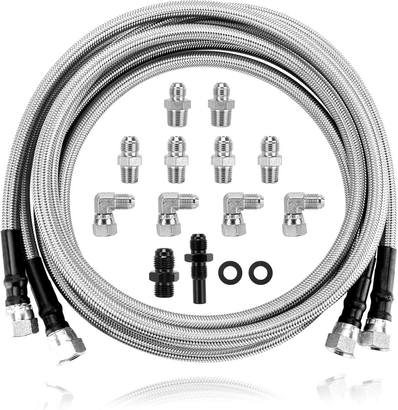 6AN SS Braided Transmission Cooler Lines – 70″ Compatible with Chevy, GM, Ford