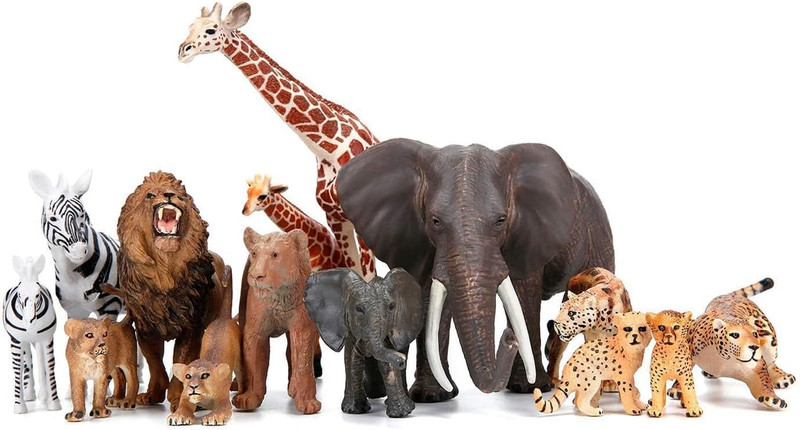 Safari Zoo Animals Figures Toys, 14 Piece Realistic Jungle Animal Figurines, Afr