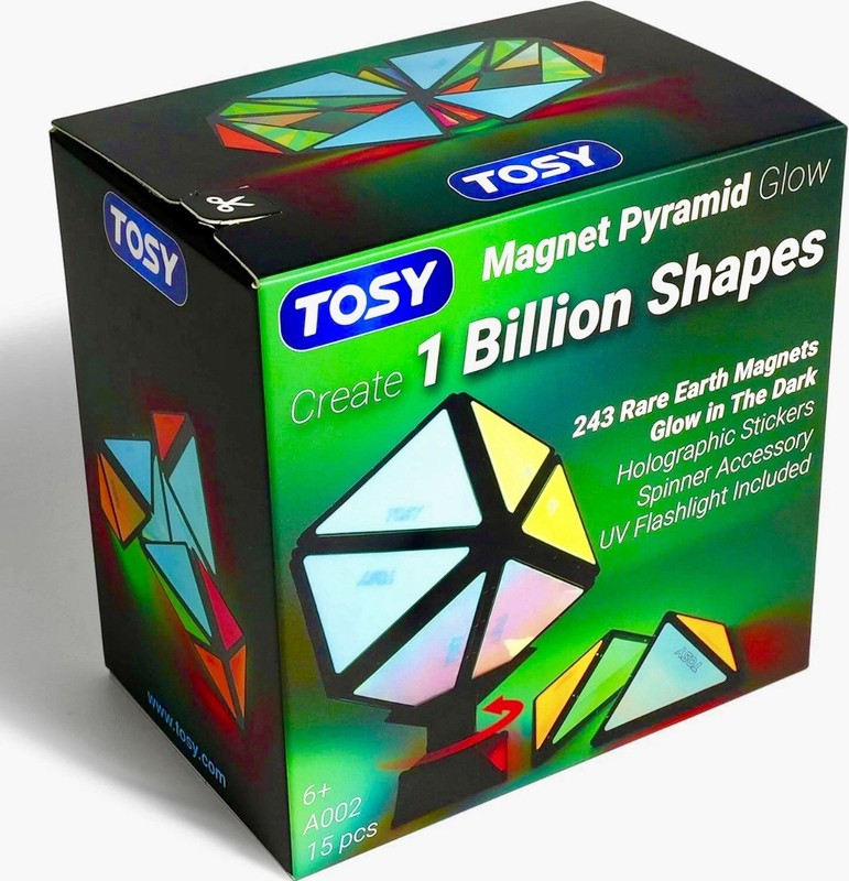 TOSY Magnet Pyramid Glow 1 Cube Transforms 1 Billion Shapes UV Butterfly Puzzle