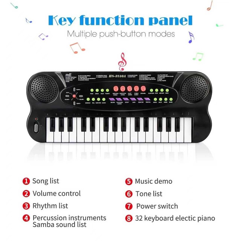 Mini 32 Keys Portable Keyboard Piano for Kids Aged 3+ Black Color gallery