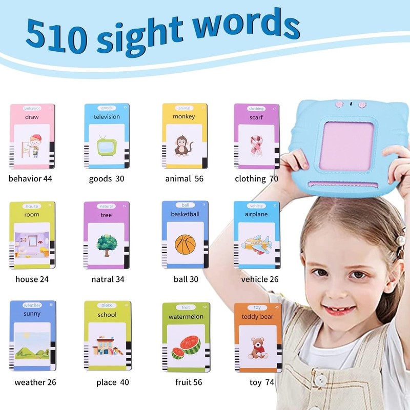 510 Talking Flash Cards for Kids 2-4 - Pocket Speech Therapy Toys for Autism, gallery