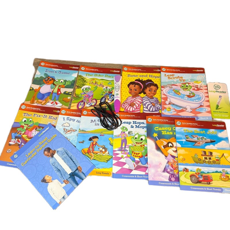 LeapFrog LeapReader Interactive Learning System Purple Stylus Pen w/ 10 Book Set