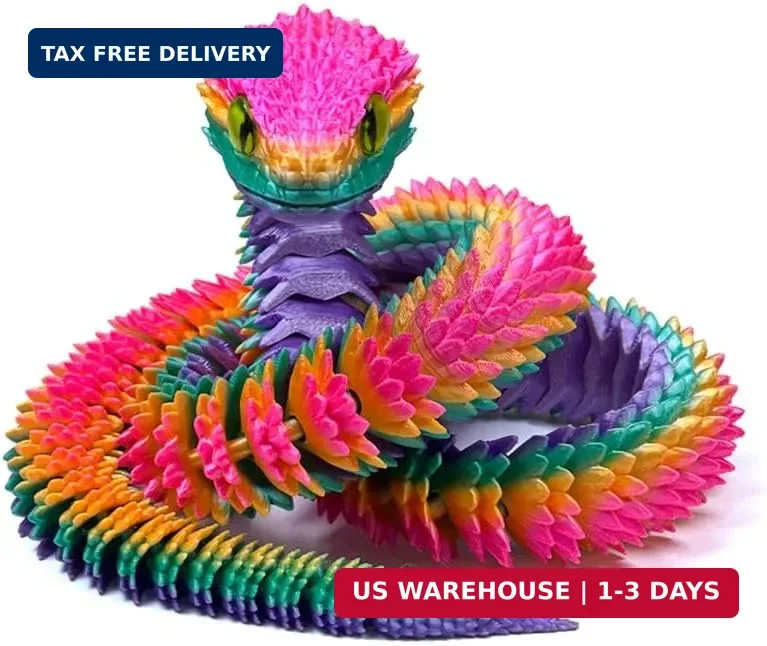 3D Printed Snake – 21 Inch Movable Articulated Snake, Perfect 3D Printed Animals