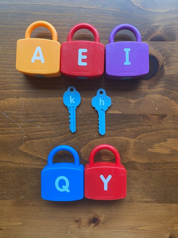 Alphabet Learning Locks By Lakeshore – Replacement Parts LOCK A E I Q Y KEY h k