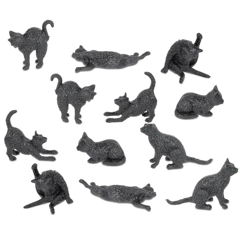 Archie McPhee Itty Bitty Black Cats – Bag of 12 Adorable Vinyl Kitties in 6 S…