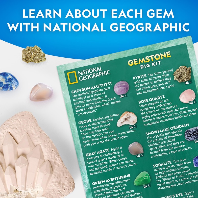 National Geographic Gemstone Dig Kit – Dig Up 10 Real Gemstones and Crystals,... gallery