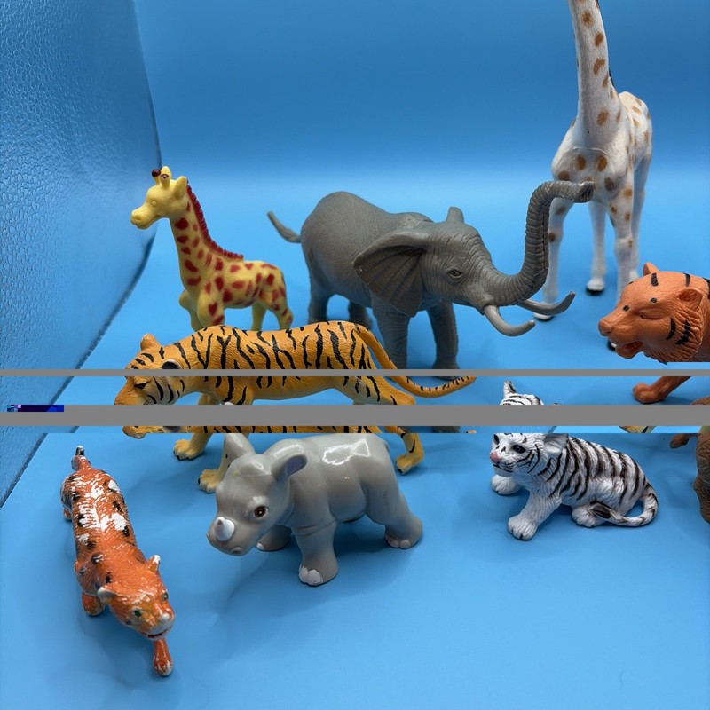 Large Lot Realistic Safari Animal Toy Figures Giraffe Elephant Tiger Zebra Rhino gallery
