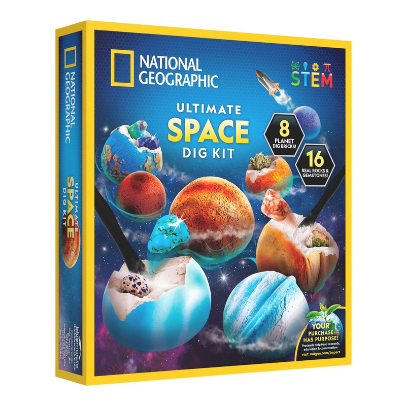 National Geographic Ultimate Space Gemstone Dig Kit – 8 Planet-Shaped Bricks …