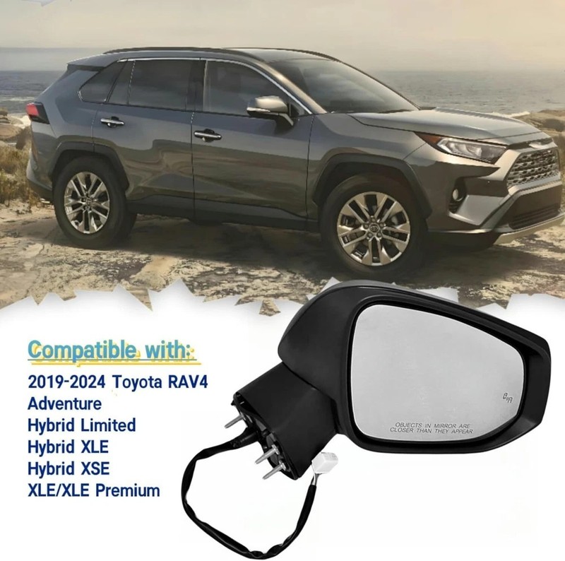 Left Driver Side Mirror Fits 2019-2025 Toyota Rav4 with Power Heated Turn Signal gallery