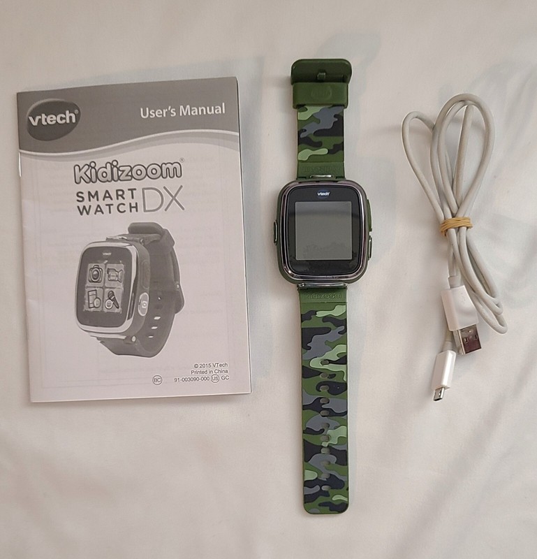 Vtech KidiZoom Kids Smart Watch DX – Camo w/Charging Cord – WORKING