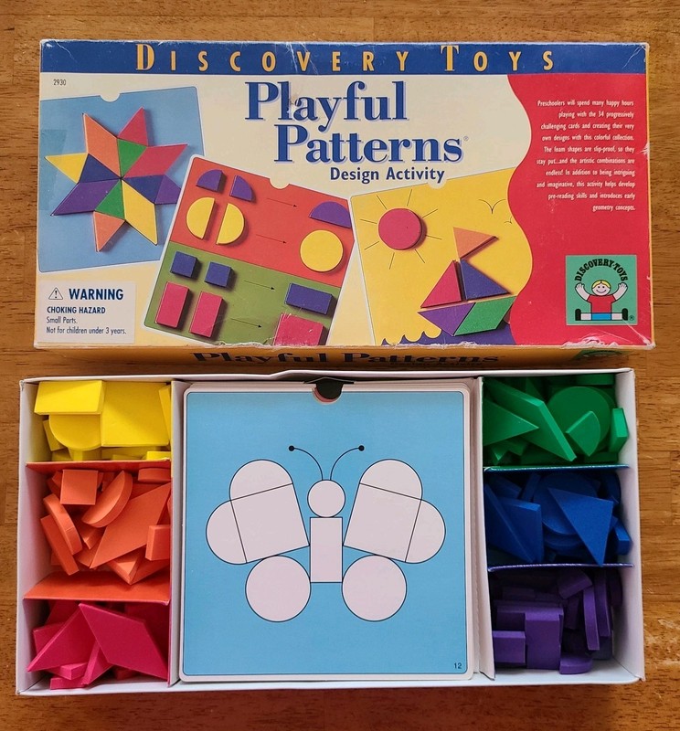 Discovery Toys Playful Patterns Design Activity Foam Shapes Puzzle Cards Complet