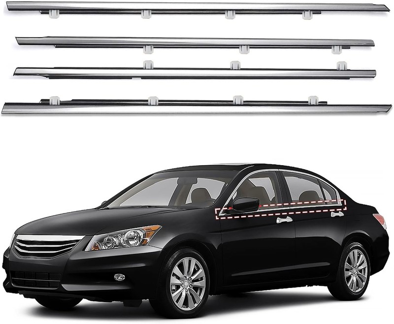 Window Molding Trim for Honda Accord 2008-2012,4-Door Sedan,Chrome Outside Door