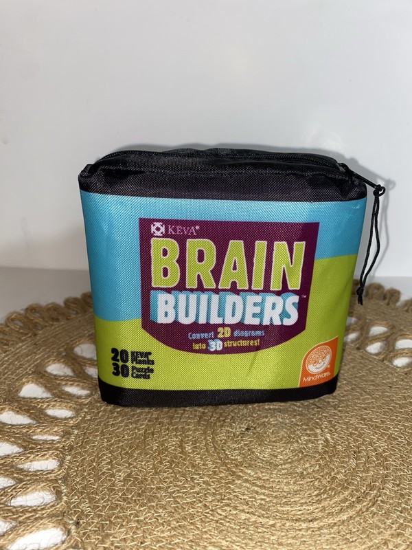 Keva Brain Builders 20 Planks & 30 Puzzle cards w Zipper Carrying Pouch
